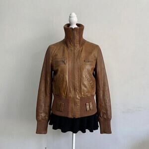 Maison Margiela Style High Neck Leather Jacket Cyber Y2K Indie Sleaze 90s